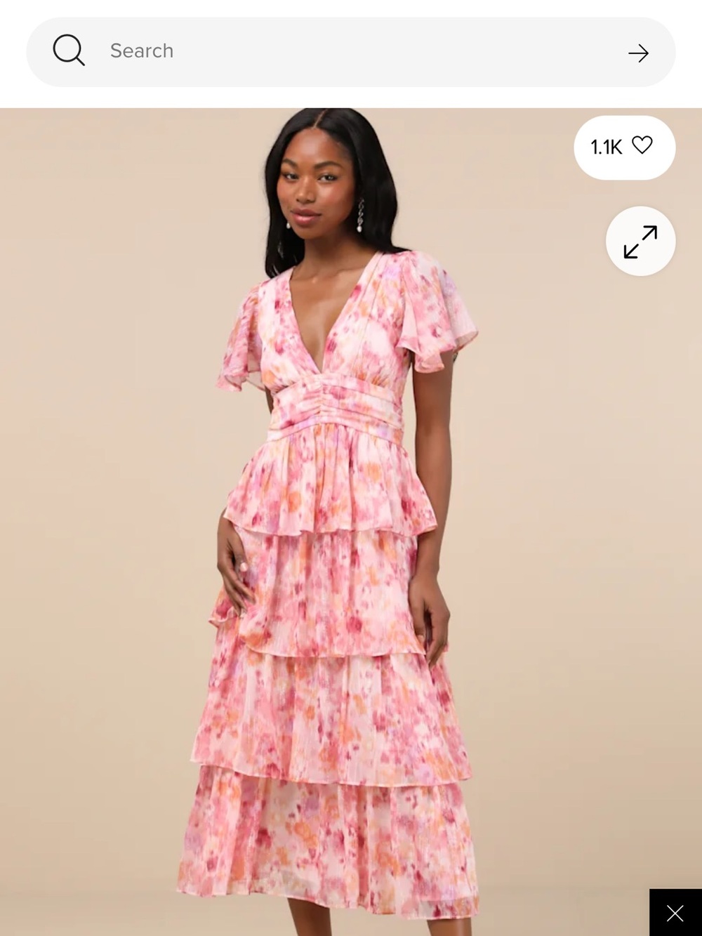 Lulu's Pink Floral Tiered Maxi Dress